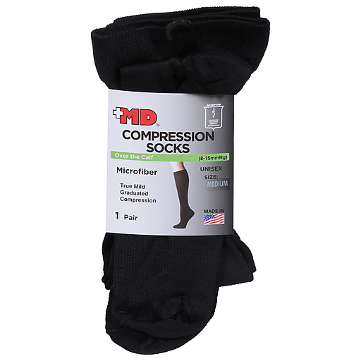 +MD Md Microfiber Over The Calf Compression Socks Black, Medium Medical Pasteur Pharmacy