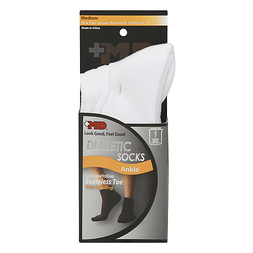 Plus MD™ Diabetic Socks – Seamless Toe – White Ankle – Medium Medicine Cabinets Pasteur Pharmacy