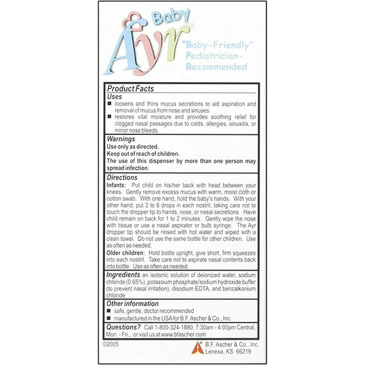 Ayr Baby Saline 0.65 30Ml Nsl Drop Health & Beauty Pasteur Pharmacy