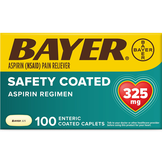 Bayer Aspirin Regimen, 325 Mg, Safety Coated, Enteric Coated Caplets Medicine & Drugs Pasteur Pharmacy