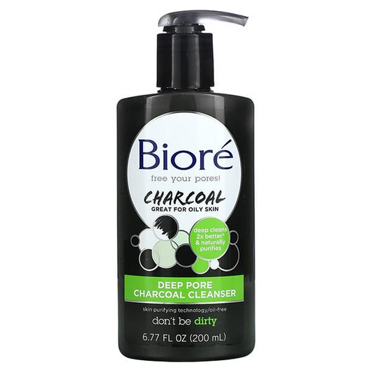 Biore Deep Pore Charcoal Cleanser For Oily Skin, 6.77 Fl Oz Facial Cleansers Pasteur Pharmacy