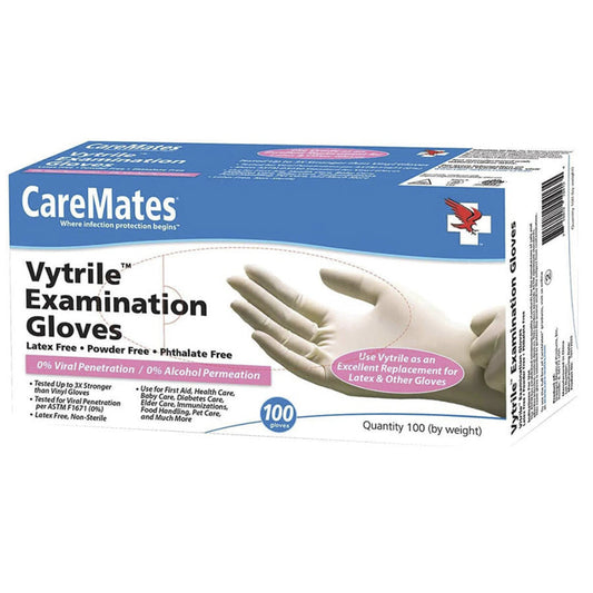 CareMates Vytrile Exam Gloves – Latex-Free & Powder-Free – Medium, 100 ct Disposable Gloves Pasteur Pharmacy
