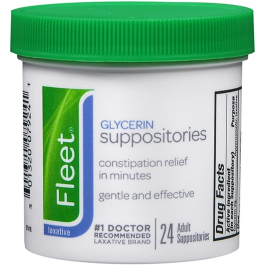Fleet® Glycerin Suppositories for Adults - 24 Count - Fast Constipation Relief Medicine & Drugs Pasteur Pharmacy