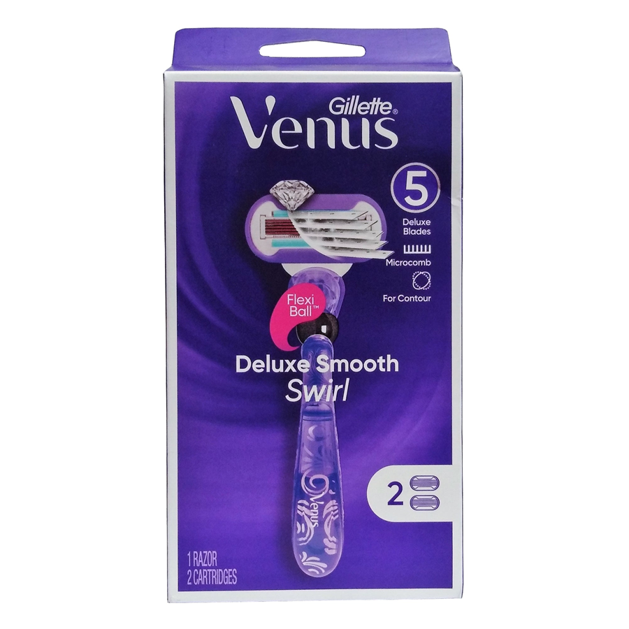 Gillette Venus Deluxe Smooth Swirl Razor 2 Pc Box Razor Blades Pasteur Pharmacy