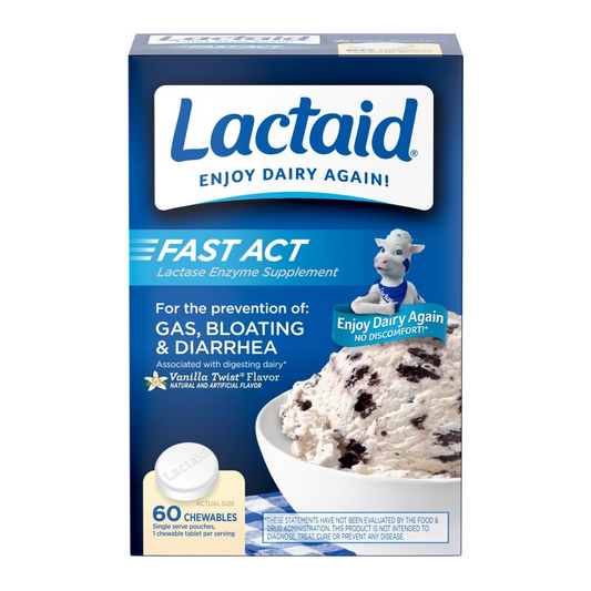 Lactaid Lactase Enzyme Supplement, Fast Act, Vanilla Twist Flavor, Chewable Tablets Health & Beauty Pasteur Pharmacy