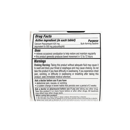 Fiber Unboxed Tablet 625 Mg 90 Ct Health & Beauty Pasteur Pharmacy
