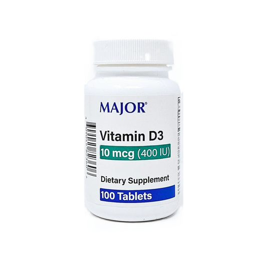 Major 10 Mcg Vitamin D3 100 Tablets Vitamins & Supplements Pasteur Pharmacy