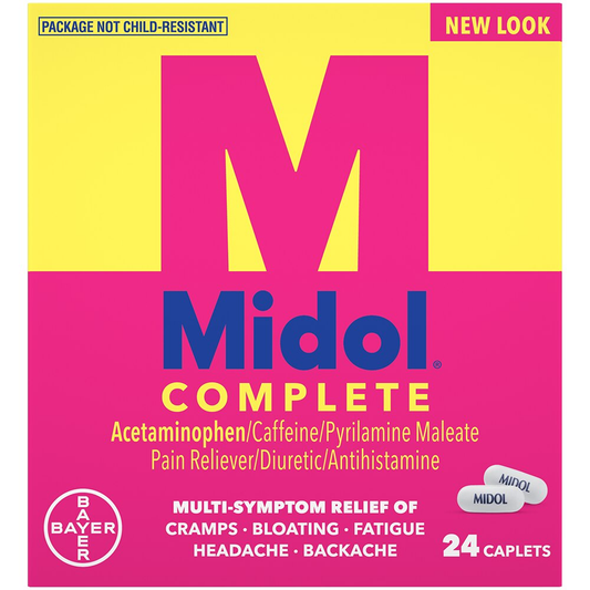 Midol Complete Caplets Pain Reliever/Diuretic/Antihistamine 24 Ea Box Health & Beauty Pasteur Pharmacy