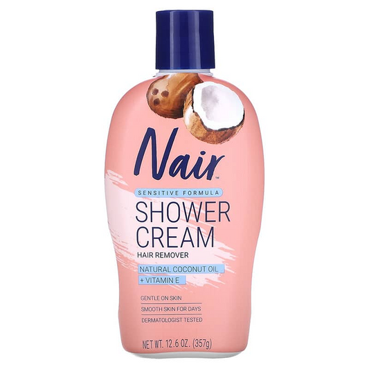 Nair Hair Remover Sensitive Formula Shower Power With Coconut Oil And Vitamin E - 12.6oz Bath & Body Pasteur Pharmacy