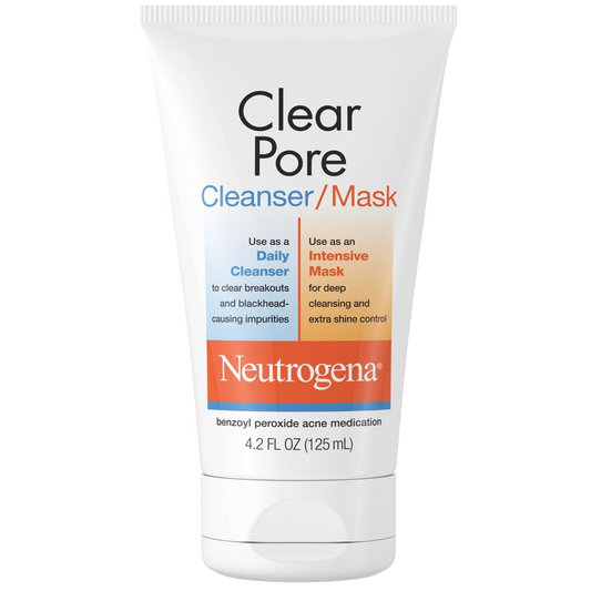 Neutrogena Clear Pore 2 In 1 Facial Cleanser/Face Mask With Kaolin & Bentonite Clay & 3.5% Benzoyl Peroxide Acne Treatment Medication, Daily Face Wash & Shine C Health & Beauty Pasteur Pharmacy