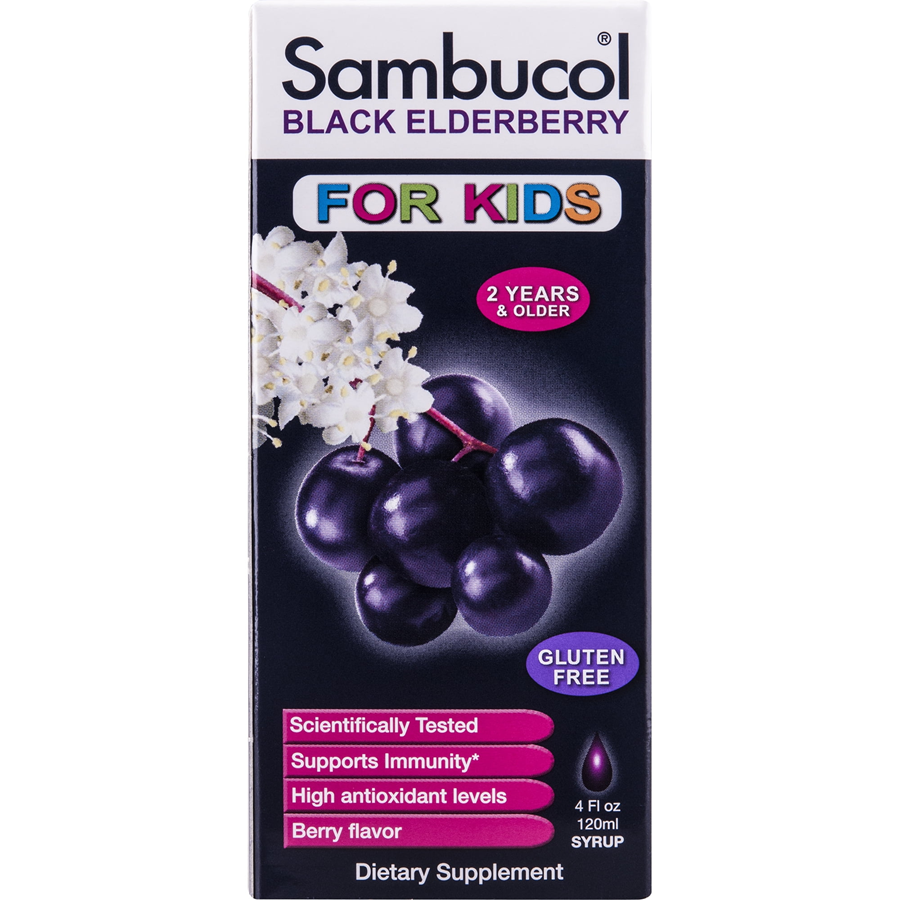 Sambucol Black Elderberry, Berry Flavor, For Kids, Syrup 4 Fl Oz Vitamins & Supplements Pasteur Pharmacy