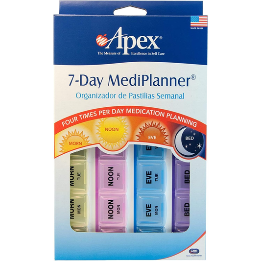Apex 7-Day MediPlanner Pill Organizer, 4 Times a Day (Morning, Noon, Eve, Bed) Health Care Pasteur Pharmacy