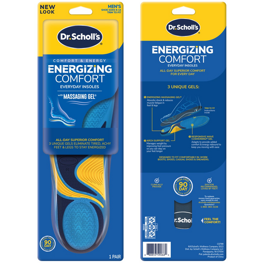 Dr. Scholl's Energizing Comfort Mens Men Sizes 8-14 Insoles 1Ea Health & Beauty Pasteur Pharmacy
