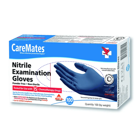 CareMates Nitrile Powder Free Examination Gloves, Medium Disposable Gloves Pasteur Pharmacy