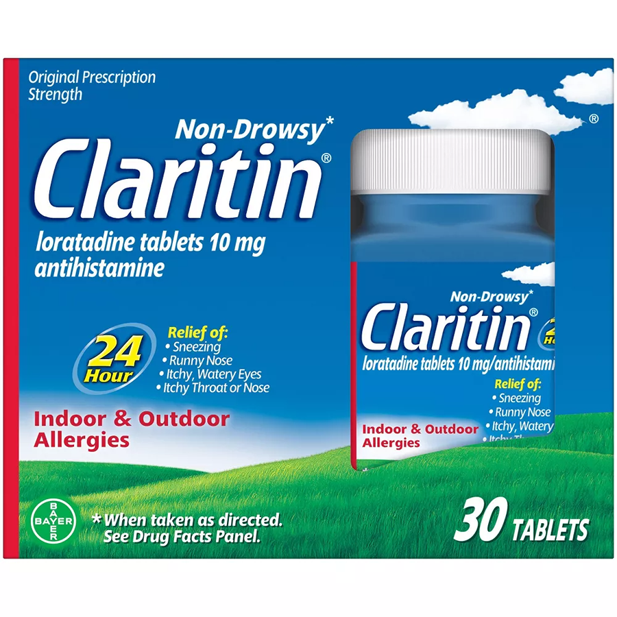 Claritin 24-Hour Non-Drowsy Allergy Relief, Loratadine 10 mg, 30 Tablets Medicine & Drugs Pasteur Pharmacy