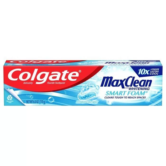 Colgate Max Clean Smart Foam With Whitening Toothpaste, Effervescent Mint Toothpaste 6oz Toothpaste Pasteur Pharmacy