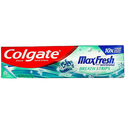 Colgate Max Fresh Whitening Anticavity Fluoride Toothpaste With Breath Strips, Clean Mint Toothpaste Pasteur Pharmacy