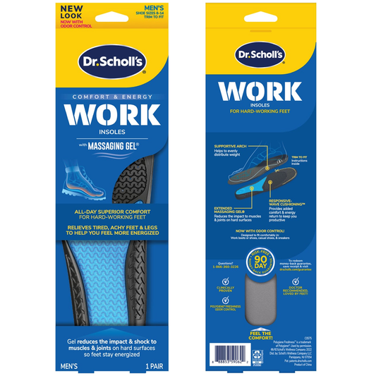 Dr. Scholl's Comfort & Energy Work Massaging Gel Advanced Insoles For Men - Size (8-14) Health & Beauty Pasteur Pharmacy