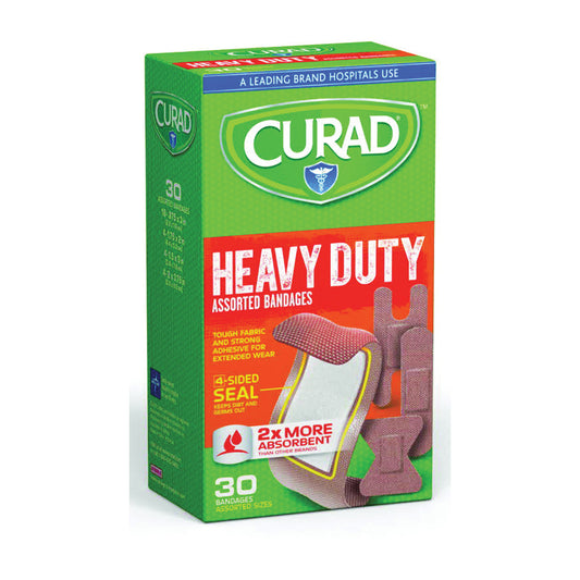 Curad Extreme Hold Adhesive Bandages, Heavy-Duty Fabric – Assorted Sizes, 30 Count Medical Tape & Bandages Pasteur Pharmacy