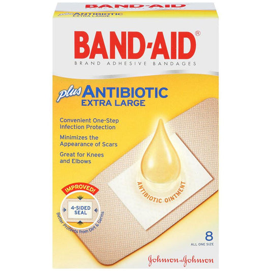 Band-Aid Brand Antibiotic Extra Large – 8 Count First Aid Pasteur Pharmacy