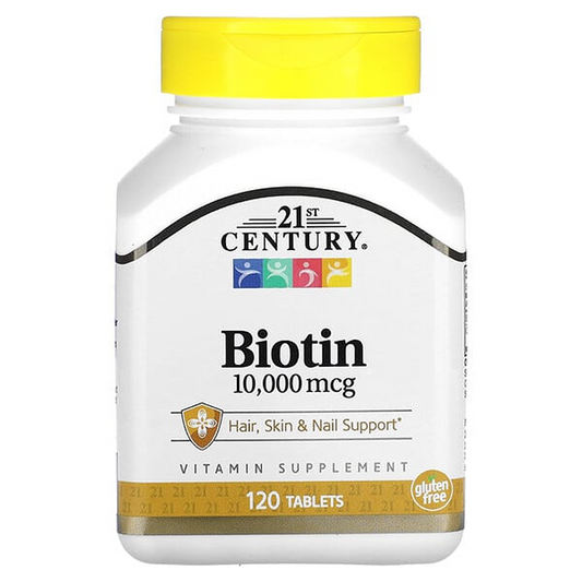 21st Century Biotin Ultra Potency, 10,000 Mcg Tablets 120 Ct Vitamins & Supplements Pasteur Pharmacy