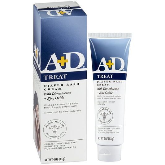 A+D Diaper Rash Treatment Cream with Zinc Oxide & Dimethicone, 4 oz Tube Diaper Rash Treatments Pasteur Pharmacy