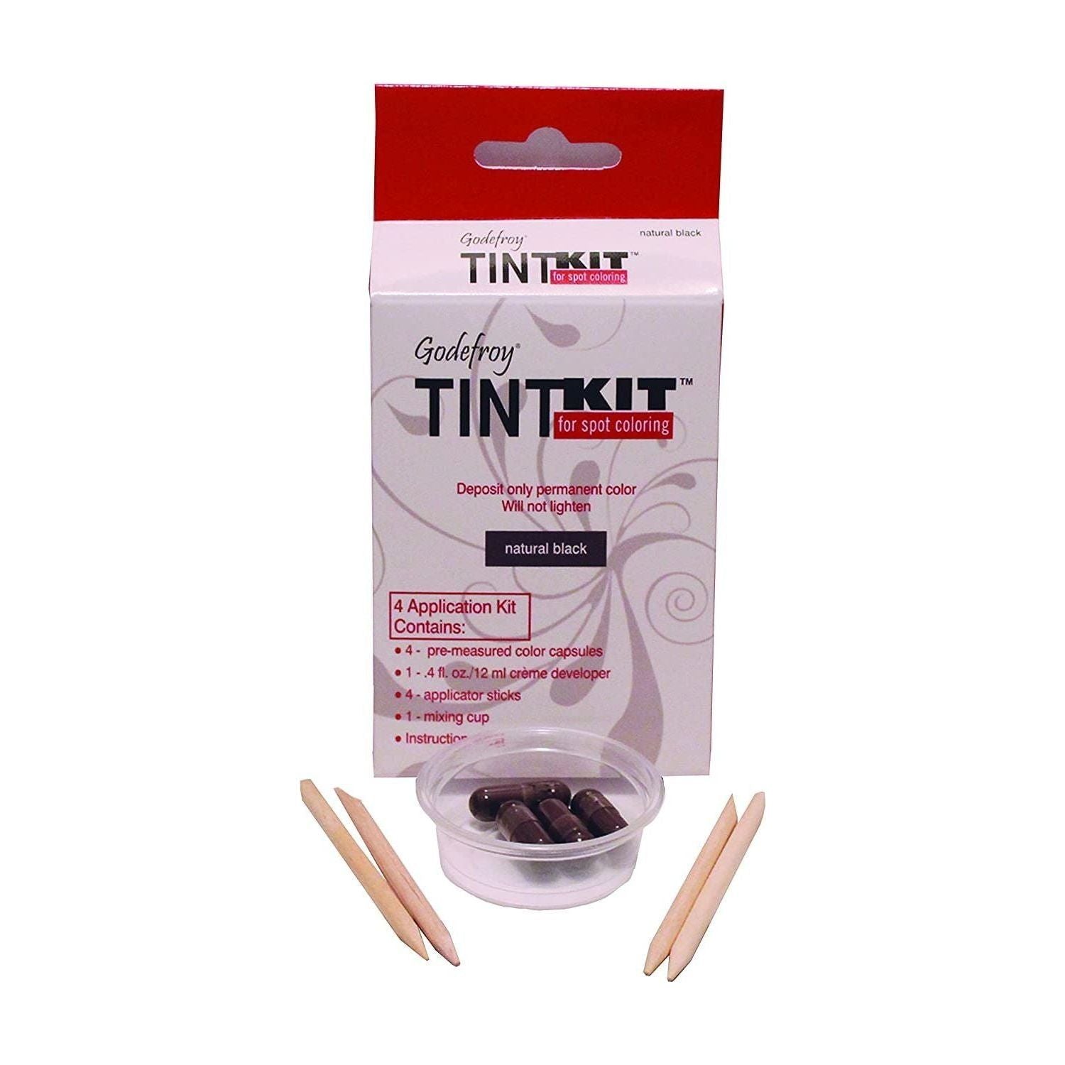 Godefroy Tint Kit Natural Black - 4 Application Kit Hair Color Kit Pasteur Pharmacy