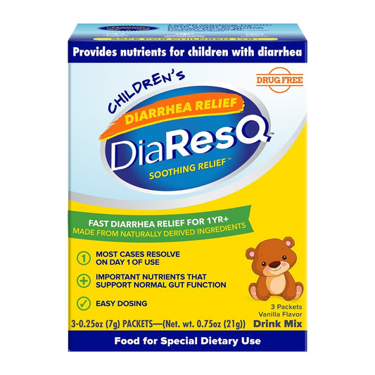DiaResQ Children's Soothing Diarrhea Relief Drink Mix Packets Vanilla Flavor Medicine & Drugs Pasteur Pharmacy