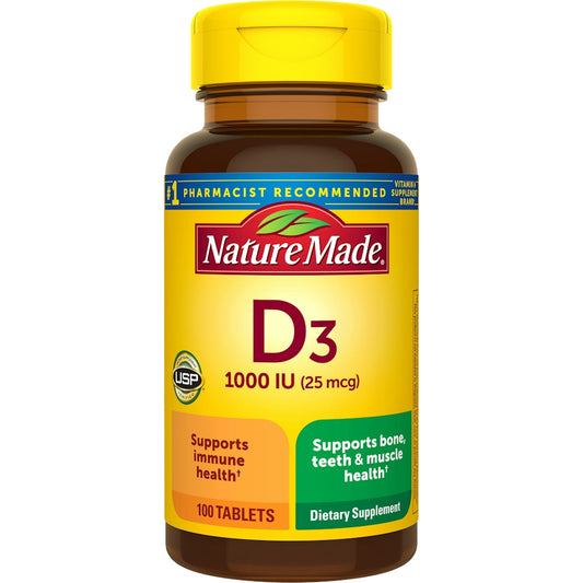 Nature Made Vitamin D3 1000 IU 100 Tablets 25 Mcg Vitamins & Supplements Pasteur Pharmacy