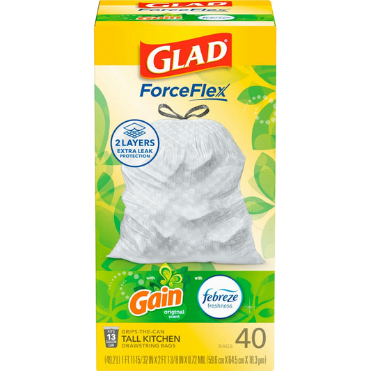 Glad Gain Original Scent Drawstring Tall Kitchen 13 Gallon Trash Bags Paper & Plastic Shopping Bags Pasteur Pharmacy