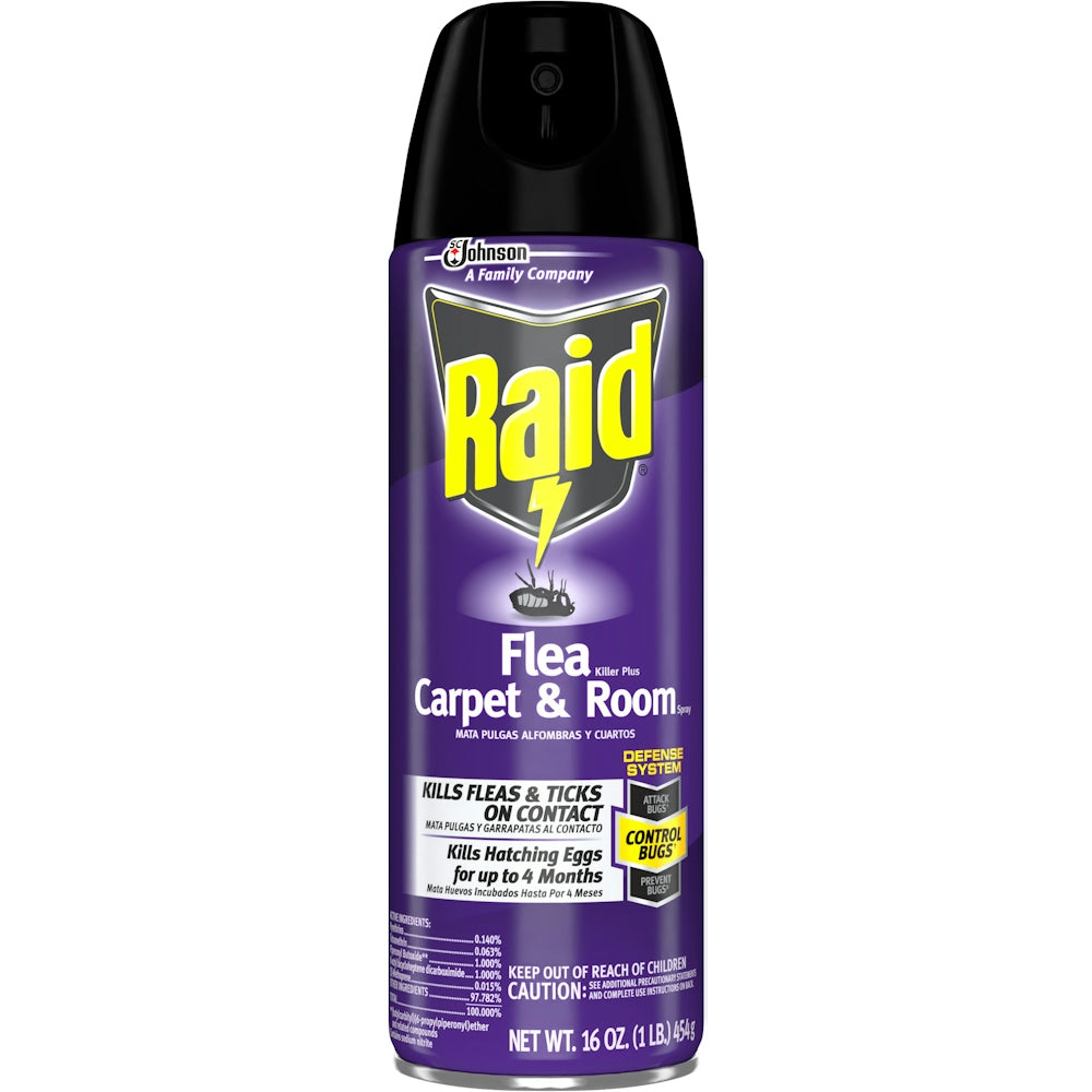 Raid Flea Killer Aerosol Plus Carpet & Room Spray, 16 Oz Pest Control Pasteur Pharmacy