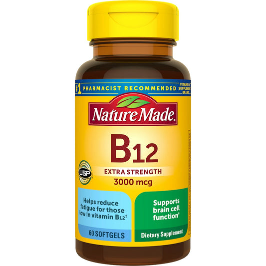 Nature Made Extra Strength Vitamin B12 3000 Mcg Energy Metabolism Support Softgels - 60ct Vitamins & Supplements Pasteur Pharmacy