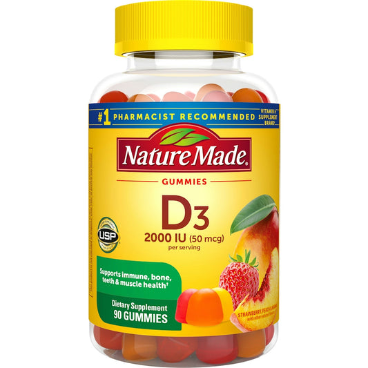 Nature Made Vitamin D3 1000 IU (25 mcg) Adult Gummies, 90 Count Vitamins & Supplements Pasteur Pharmacy