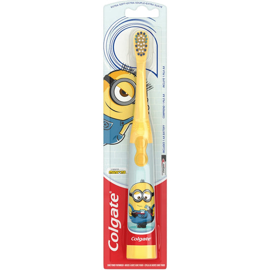 Colgate Kids Powered Toothbrush, Minions Theme, Extra Soft Bristles, 1 Count – Battery Operated Sonic Toothbrush for Children Toothbrushes Pasteur Pharmacy