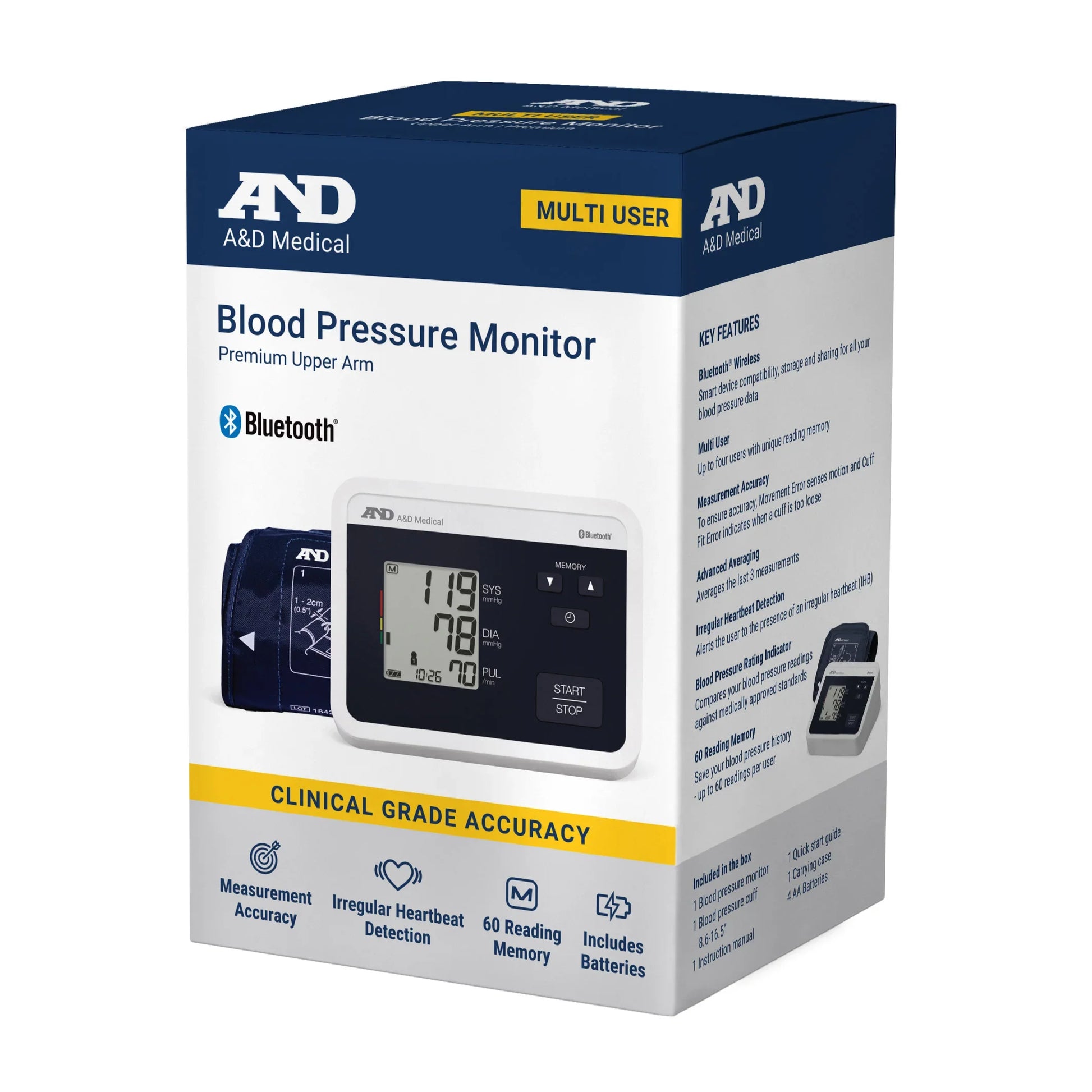 Advanced Bluetooth Blood Pressure Monitor, Upper Arm Gold Edition – Multi-User Sharing Blood Pressure Monitors Pasteur Pharmacy