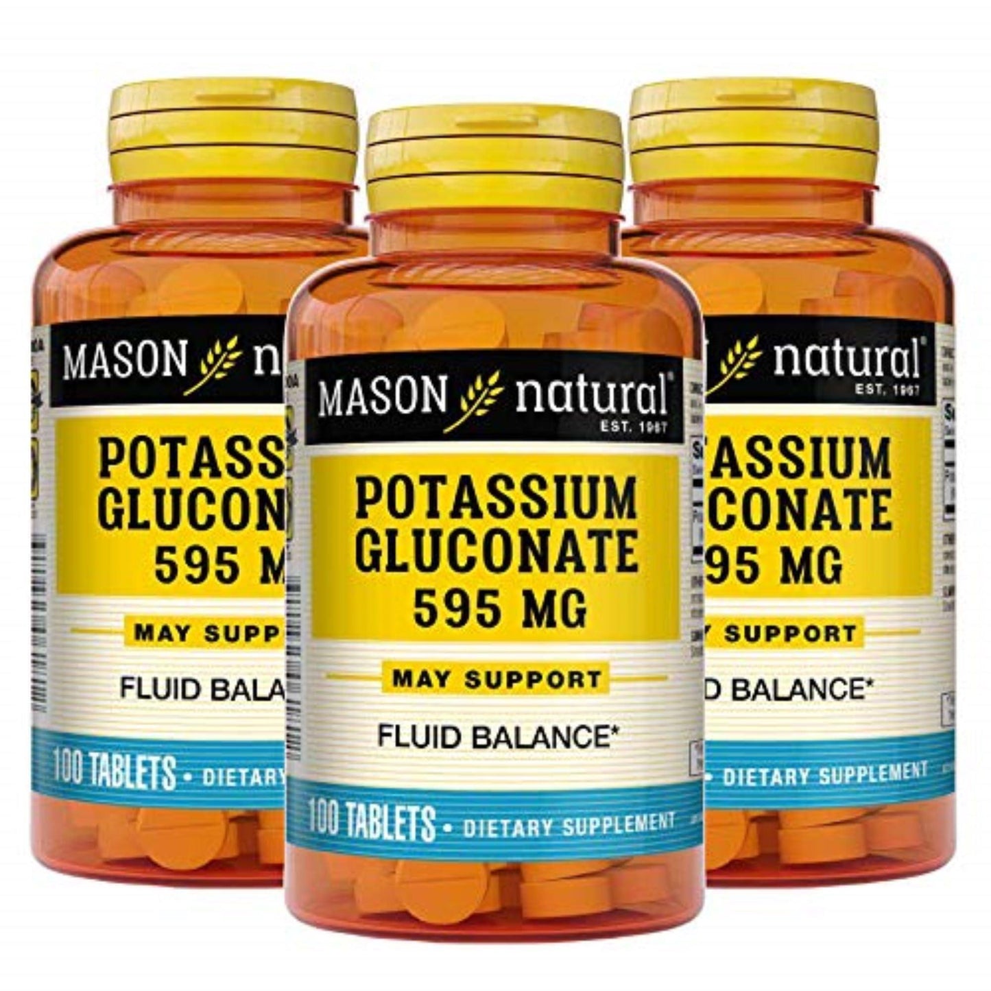 Mason Natural Potassium Gluconate, 595 Mg, 100 Tablets Vitamins & Supplements Pasteur Pharmacy