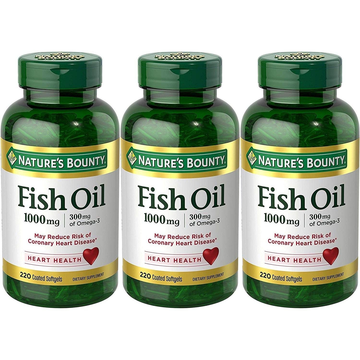 Nature's Bounty Fish Oil, Dietary Supplement, Omega-3, Supports Heart Health, 1000 Mg, 220 Coated Softgels Vitamins & Supplements Pasteur Pharmacy