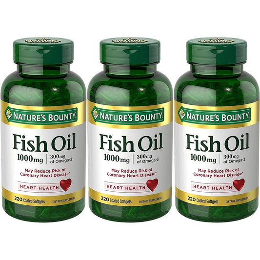 Nature's Bounty Fish Oil, Dietary Supplement, Omega-3, Supports Heart Health, 1000 Mg, 220 Coated Softgels Vitamins & Supplements Pasteur Pharmacy