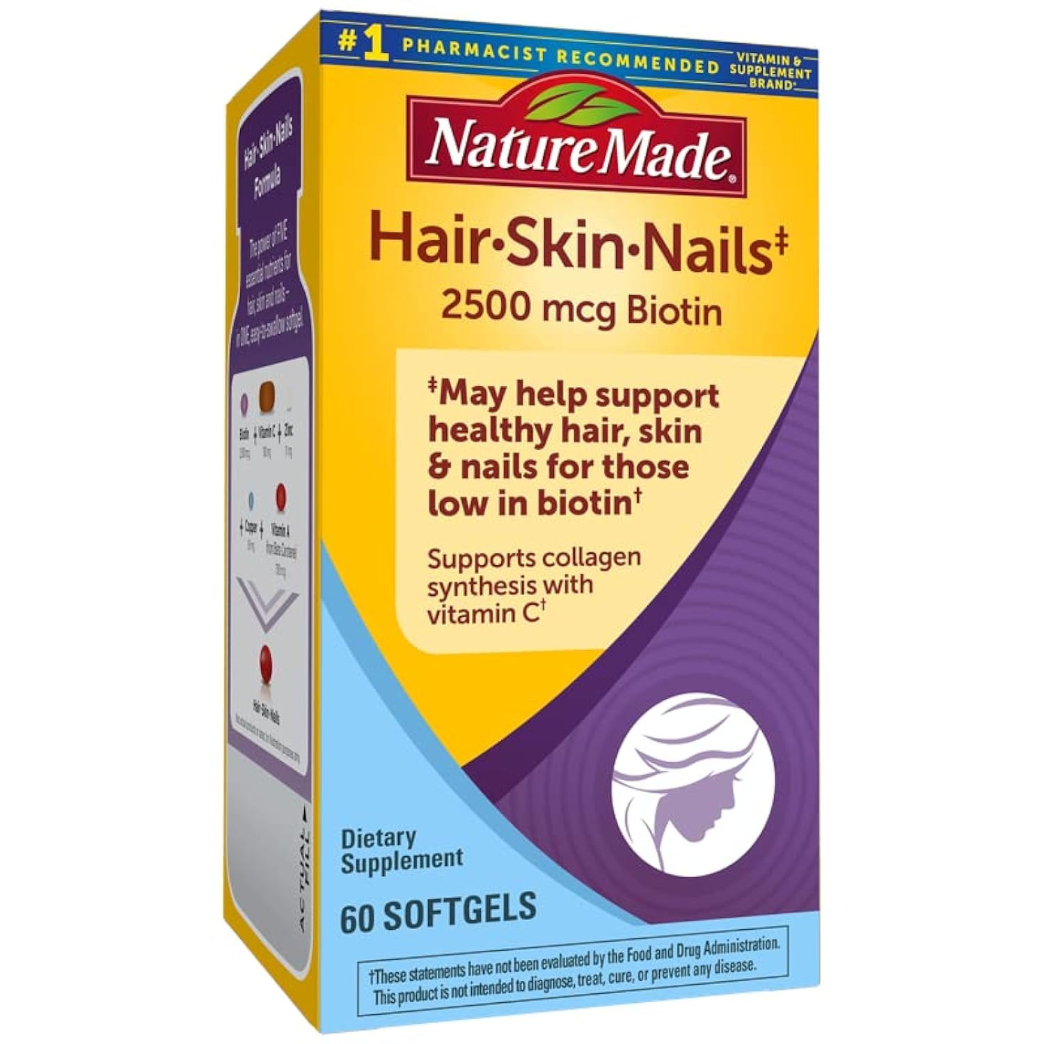 Nature Made Hair, Skin And Nails With Biotin 2500 Mcg Softgels Vitamins & Supplements Pasteur Pharmacy