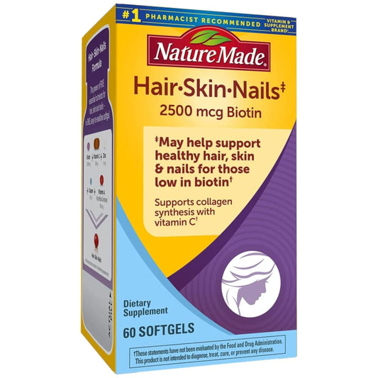 Nature Made Hair, Skin And Nails With Biotin 2500 Mcg Softgels Vitamins & Supplements Pasteur Pharmacy