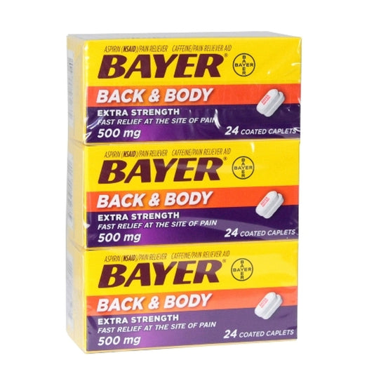 Bayer® Extra Strength Aspirin – 500 mg Coated Caplets (24 Count Box) Health & Beauty Pasteur Pharmacy