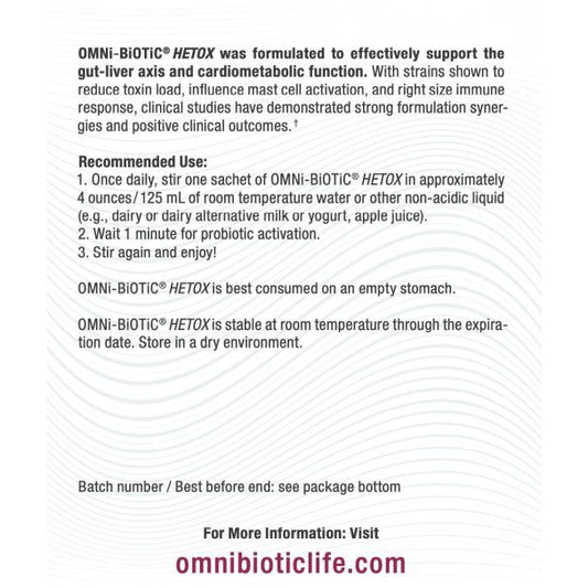 OMNi BiOTiC HETOX Probiotic Liver Detox – Bifidobacterium & Lactobacillus Probiotic Supplement – Hypoallergenic Gut-Liver Support – Non-GMO Detox Cleanse For Men And Women Vitamins & Supplements Pasteur Pharmacy
