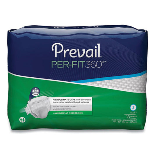 Prevail Per-Fit360 Degree Briefs, Maximum Plus Absorbency, Size 2, 45" To 62" Waist, 72/Carton (PVLPFNG013) Diapers Pasteur Pharmacy