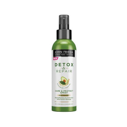 Spray protector capilar John Frieda Detox & Repair: Té verde y aceite de aguacate para el tratamiento de la rotura y reparación de puntas abiertas - Fortalecedor e hidratante capilar