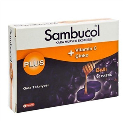 Suplemento alimenticio de saúco negro Sambucol Plus con vitamina C y zinc - Refuerza el sistema inmunológico - 20 tabletas