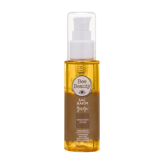 Huile de soin capillaire à la noix de coco Bee Beauty - Nourrissante, fortifiante et sublimatrice de brillance pour cheveux secs et abîmés