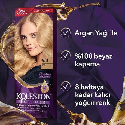 Wella Koleston Intense 9/0 Blond : Coloration permanente pour une couverture à 100 % des cheveux blancs et une couleur intense longue durée