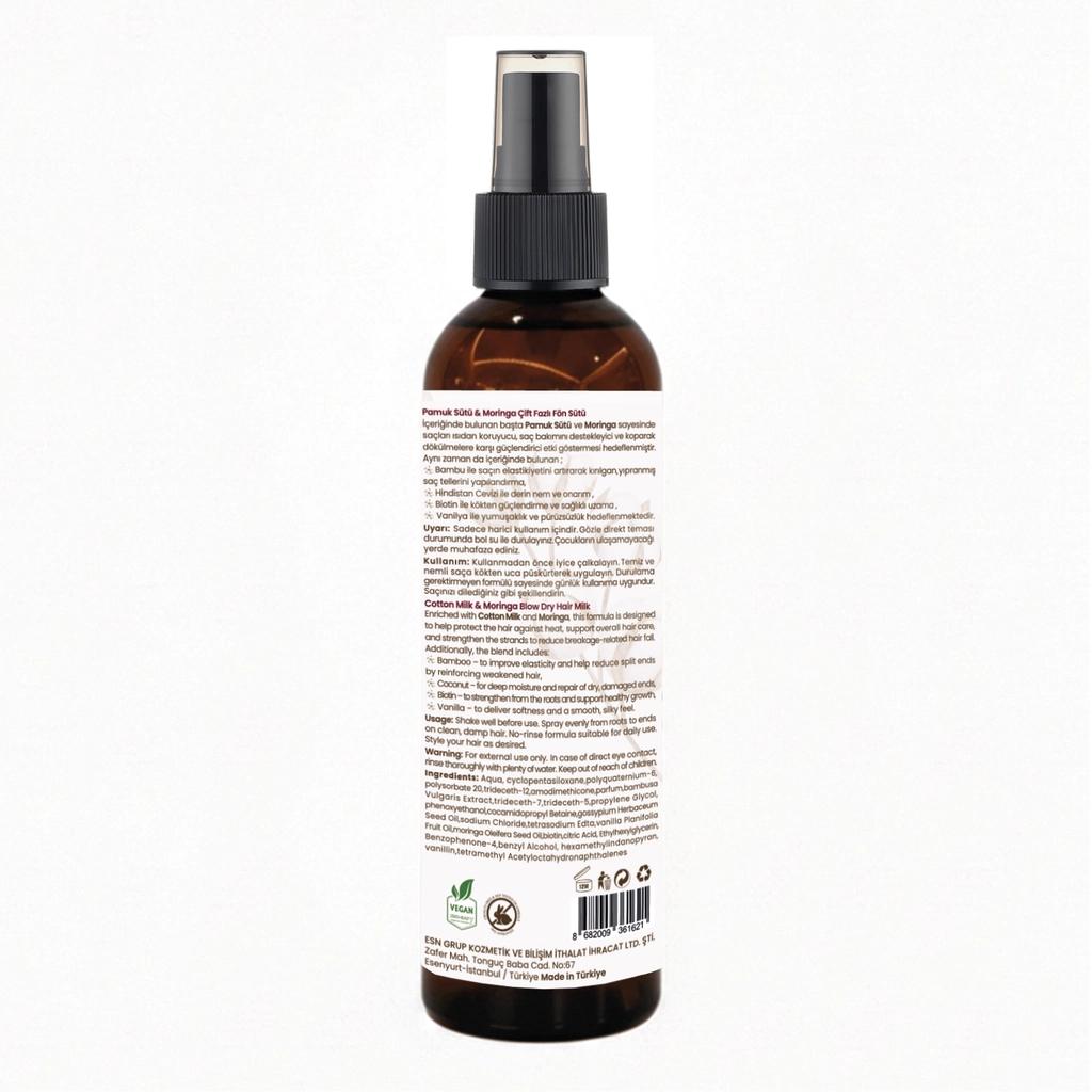 Spray anti-caída para secado con leche de algodón y moringa True Bee 200 ml