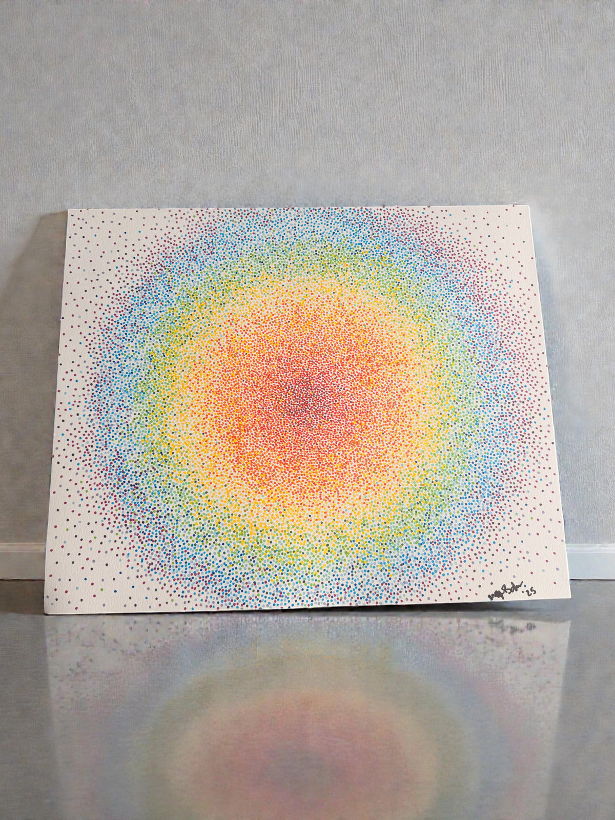 Rainbow Dot Art 14x17 - Original Painting