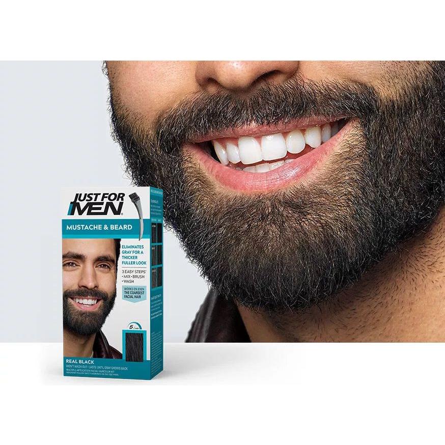 Just For Men Brush-In Color Gel for Mustache & Beard, Real Black M-55 / 0.5 Oz Hair Color Pasteur Pharmacy